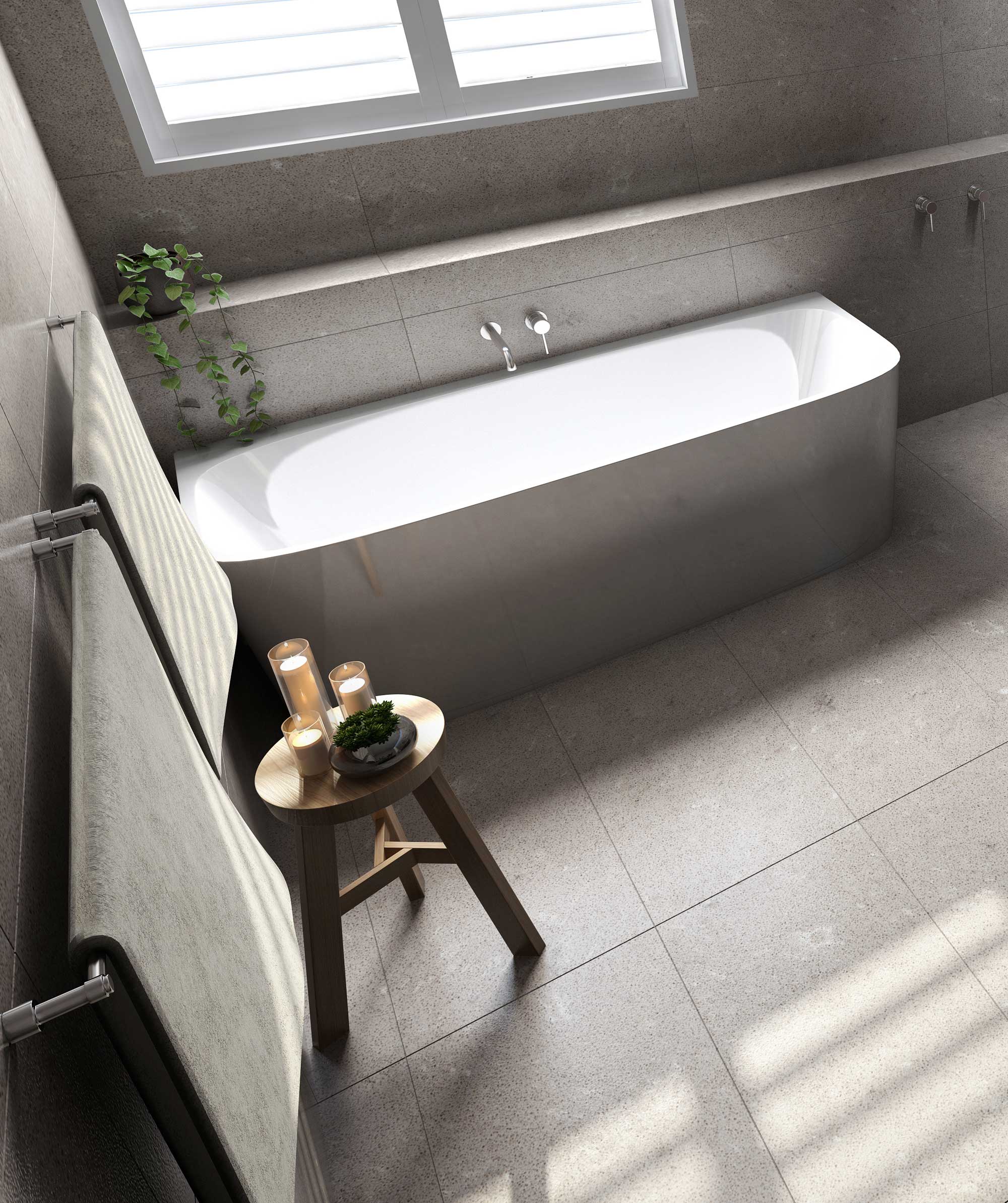Plati 130 Back-to-wall freestanding bath - no overflow