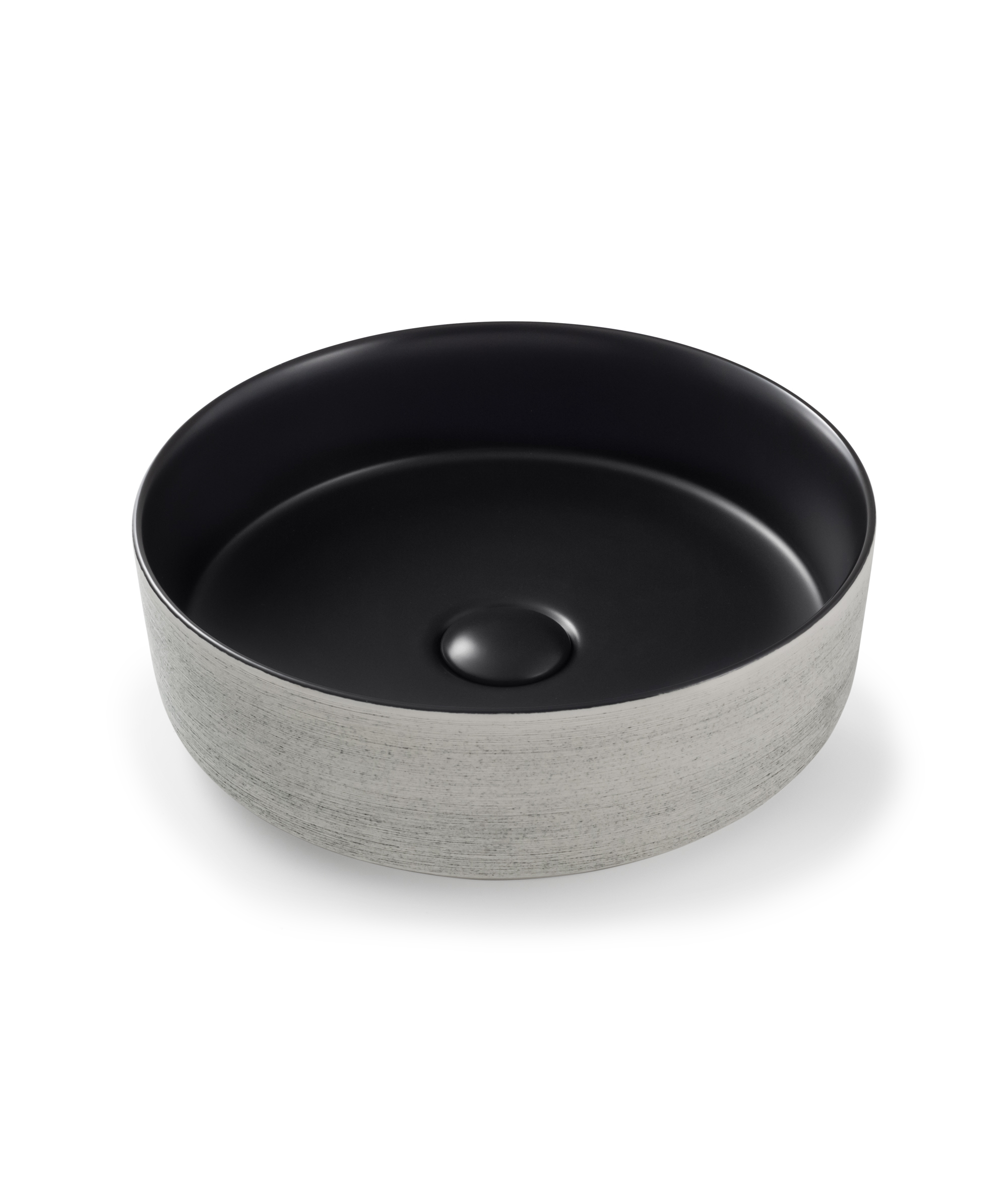 Arko 355 ceramic basin - Black Texture outer, Black Silk Matte inner