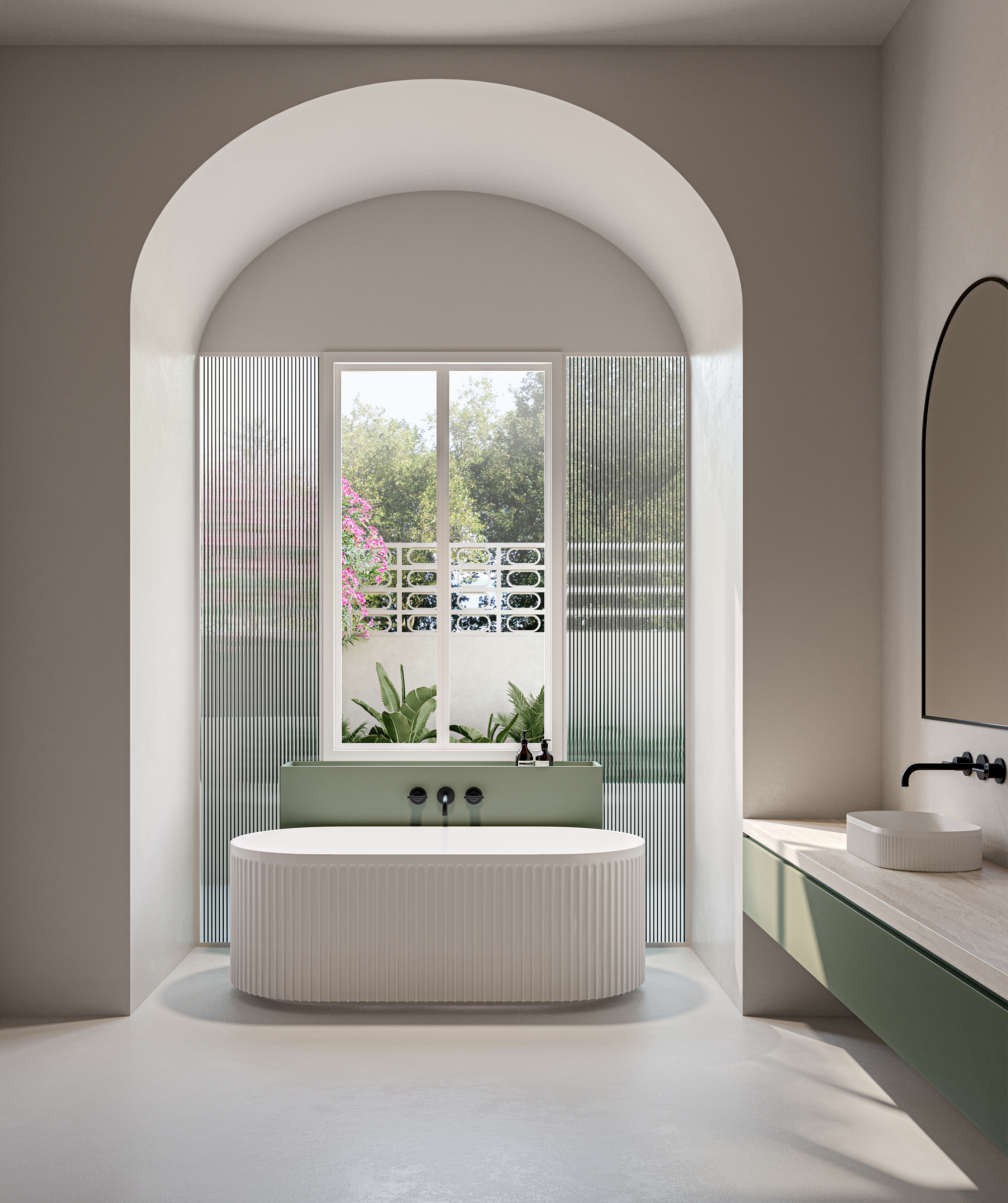 Cleo 100 fluted freestanding bath - White Gloss - no overflow