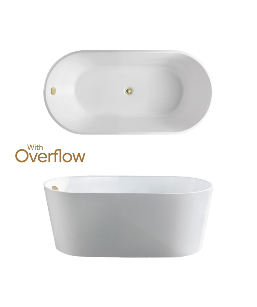 Limni 101 freestanding bath - with overflow and Pop-out Waste
