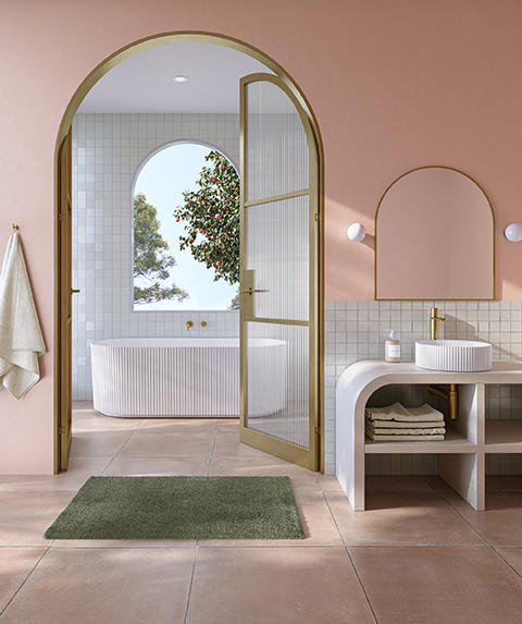 Cleo 105 fluted freestanding bath - White Gloss - with integrated slot overflow