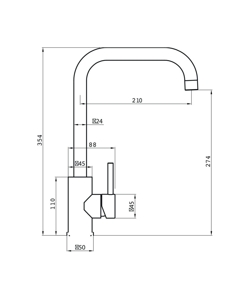 Anson Squareline Sink Mixer - Lead Free - Black Matte