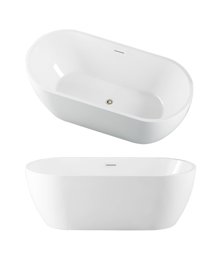 Arko 122 freestanding bath - White Gloss - with integrated slim overflow