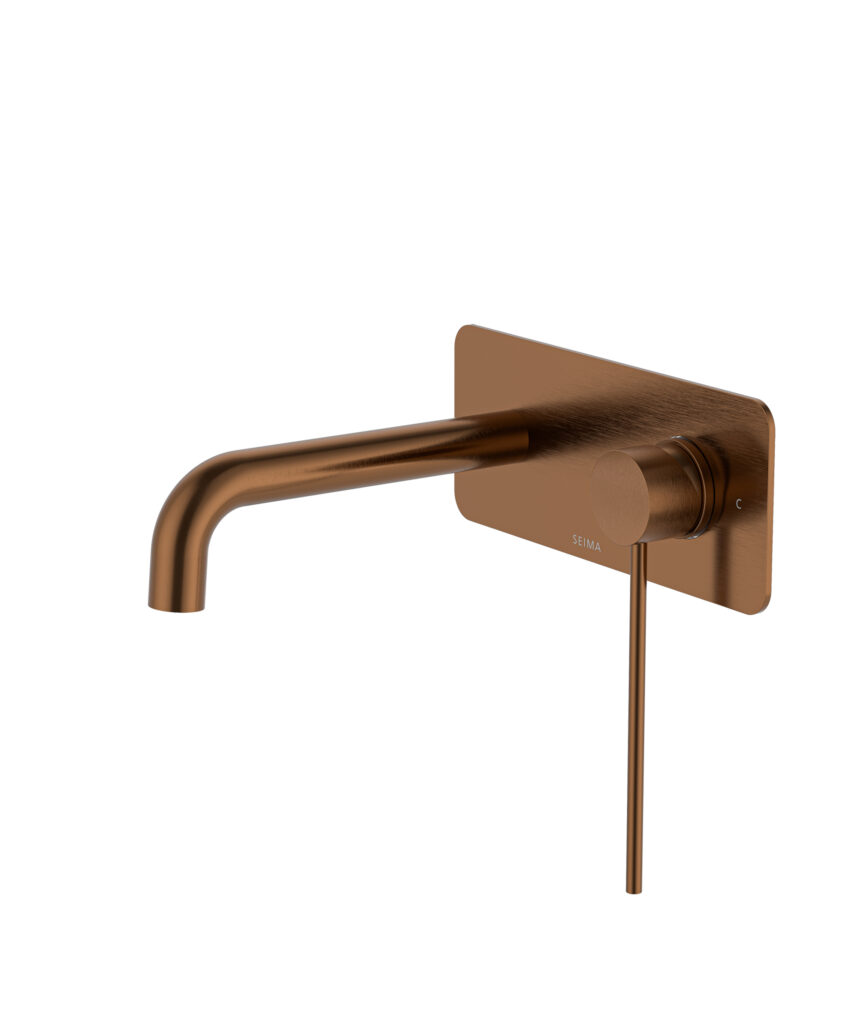 Anson Care Wall Mixer and Spout Set with Full Backplate - Lead Free - Brushed Bronze