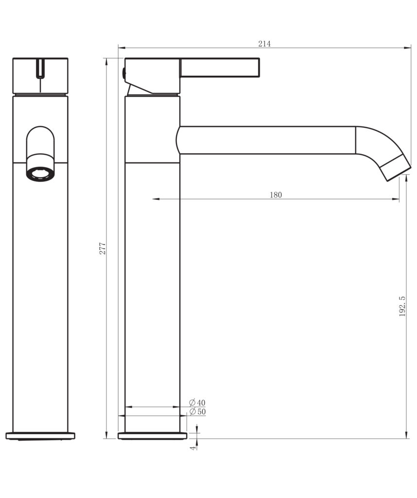 Edge Tall Basin Mixer - Lead Free - Black Matte