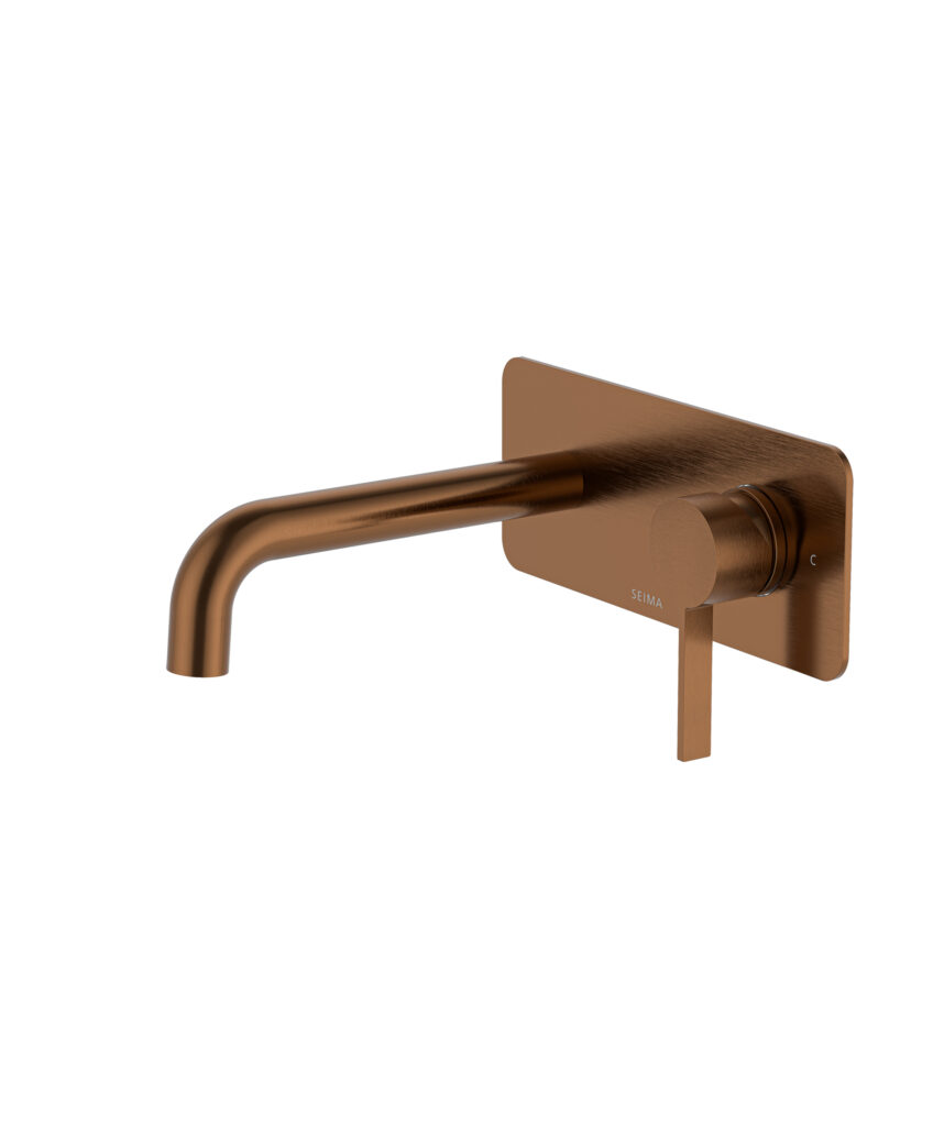 Edge Wall Mixer and Spout Set with Full Backplate - Lead Free - Brushed Bronze