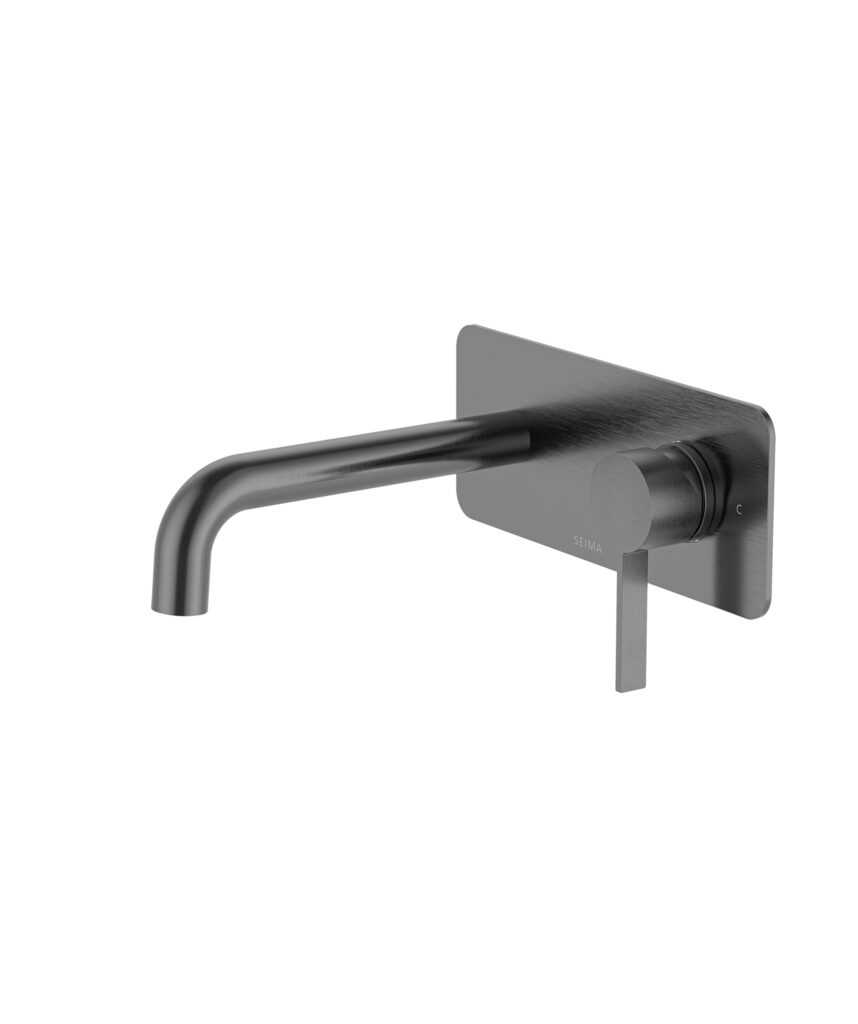 Edge Wall Mixer and Spout Set with Full Backplate - Lead Free - Gunmetal