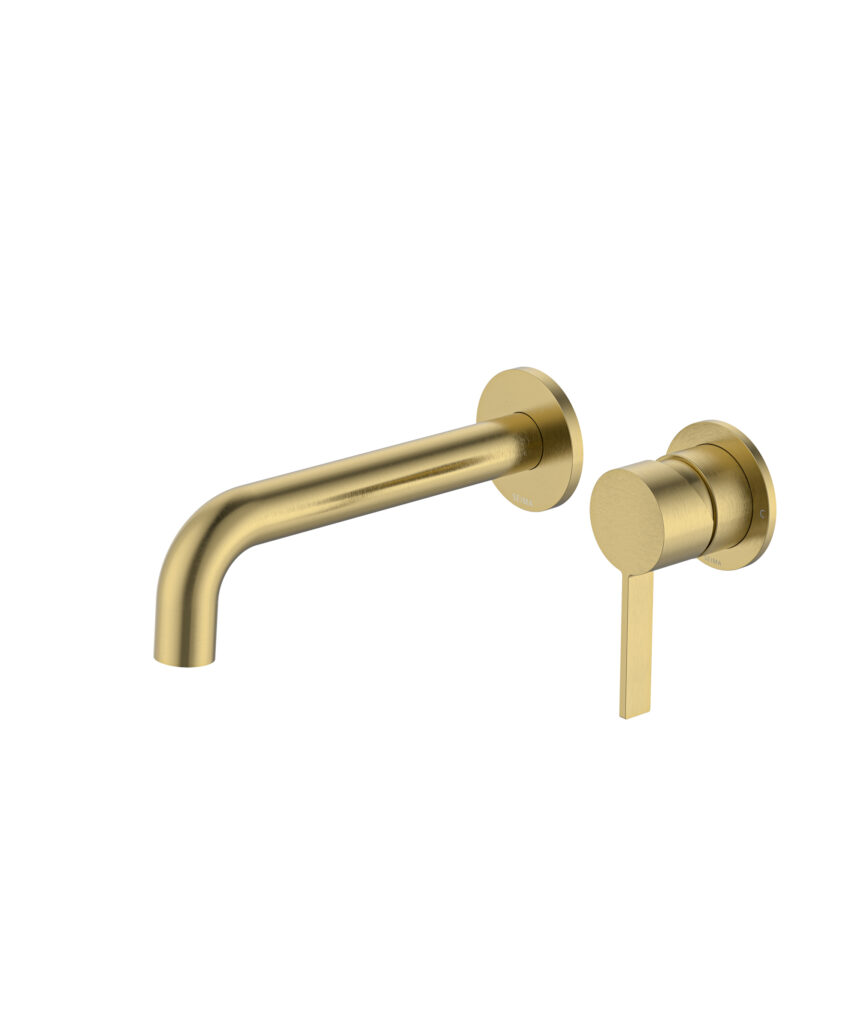 Edge Wall Mixer and Spout Set with Separate Backplates - Lead Free - Brushed Gold
