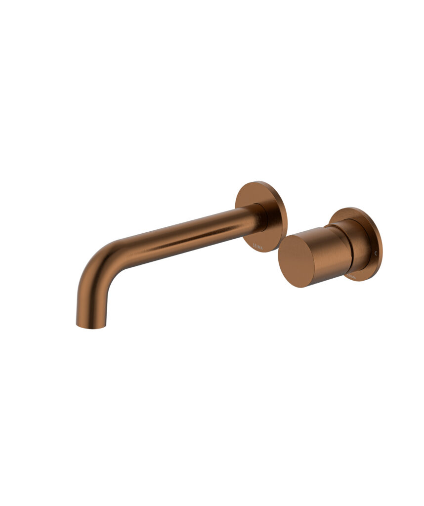 Enna Wall Mixer and Spout Set with Separate Backplates - Lead Free - Brushed Bronze