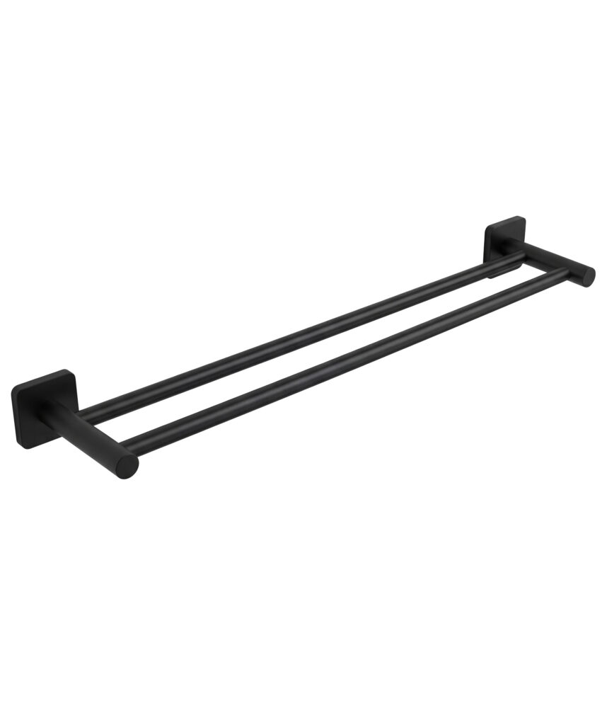 Anson Square Towel Rail Double 600mm - Black Matte