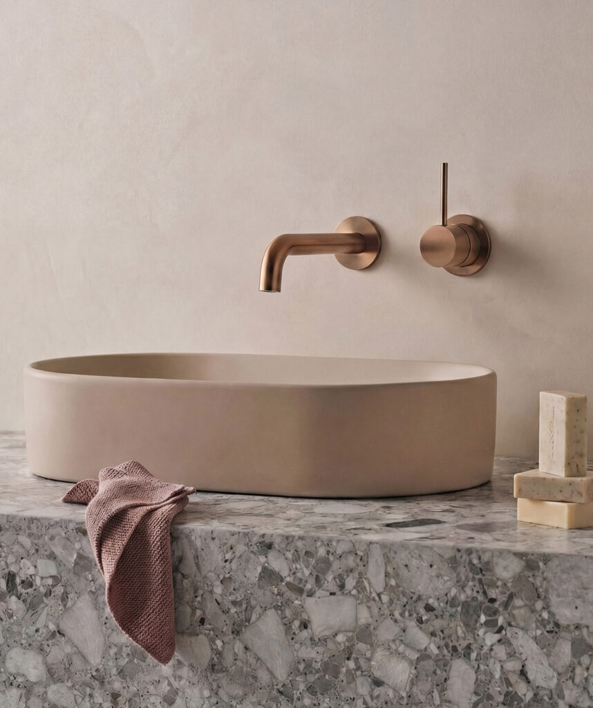 Anson Up Wall Mixer and Spout Set with Separate Backplates - Lead Free - Brushed Bronze